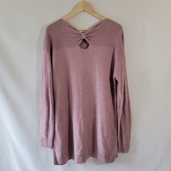 ELLE Womens Pink Blush Sweater Dress Sz L High-Low Crewneck Soft Cozy Minimalist - Picture 2 of 12